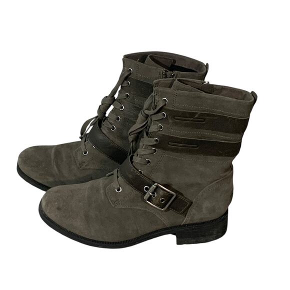 UGG Shoes - UGG Boots Women's 9 ZIA Moto Combat Waterproof Leather Buckle Gray